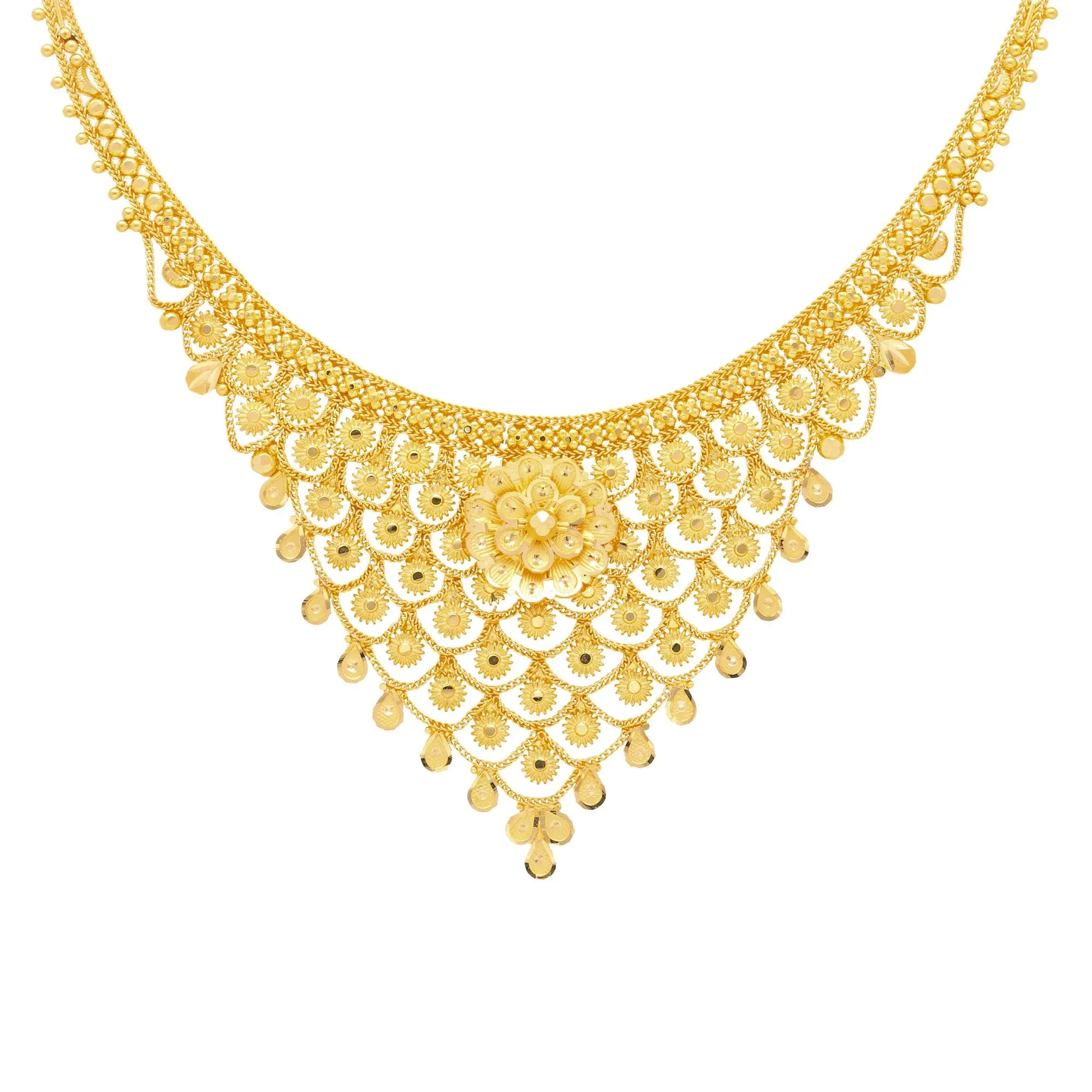 22K Gold Indian Flora Necklace