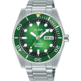 Alba Active Analogue Stainless Steel Green Dial Watch AL4437X