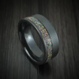 Black Titanium and Opal Men's Ring Custom Made Band