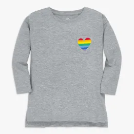 Clearance long sleeve legging tee with rainbow heart