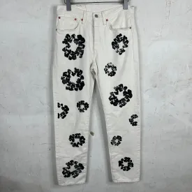 Denim Tears White Cotton Wreath Denim Pants