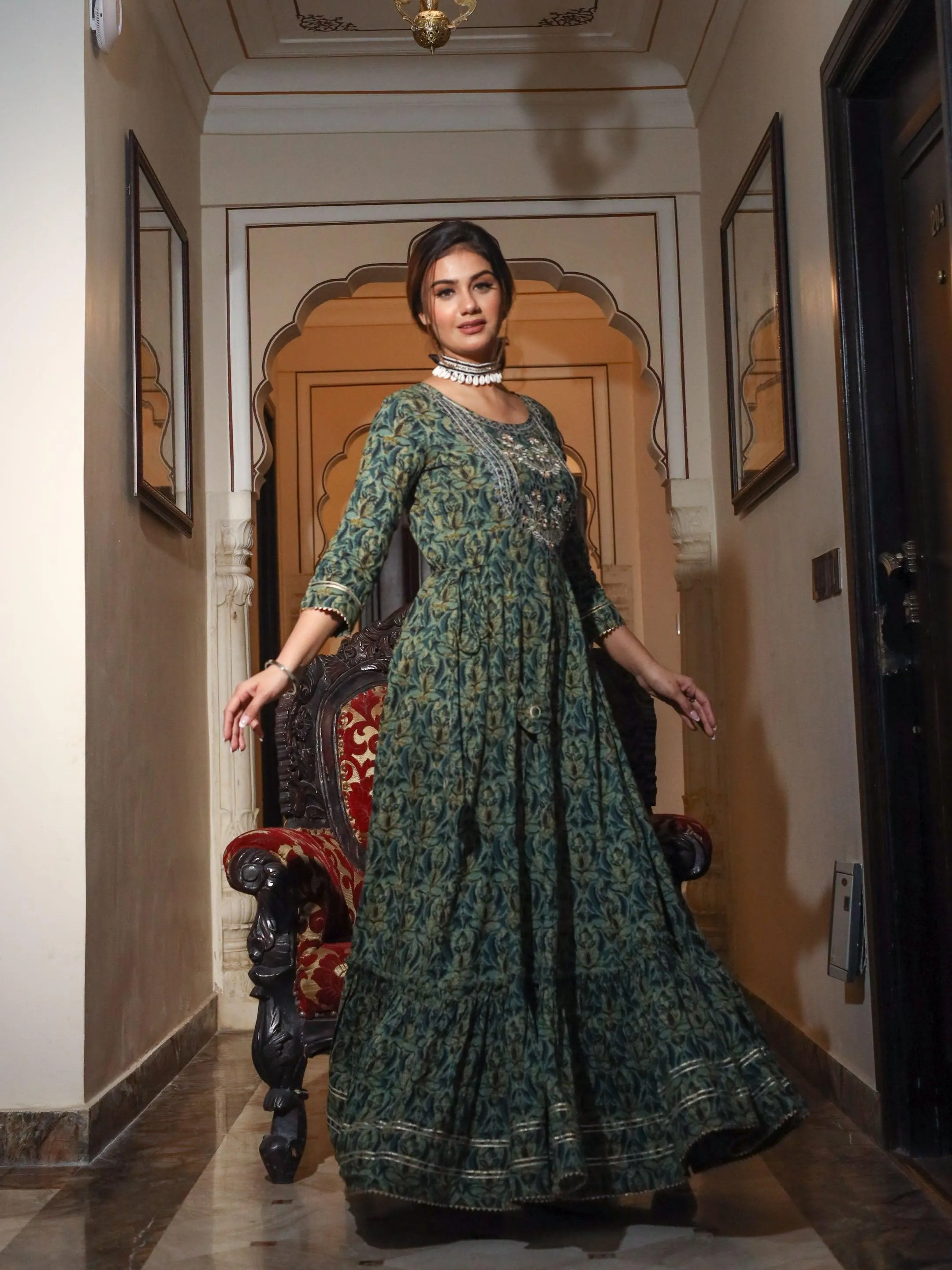 Divena Dark Green Anarakali Kurta