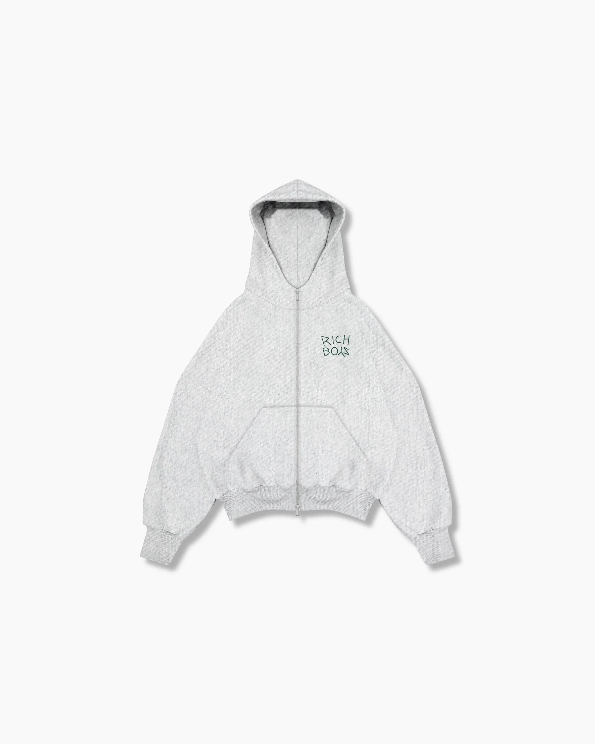 Double Zip Box Hoodie - Heather Gray