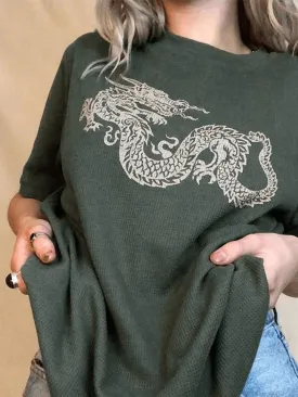 Dragon Print Graceful Crop Top