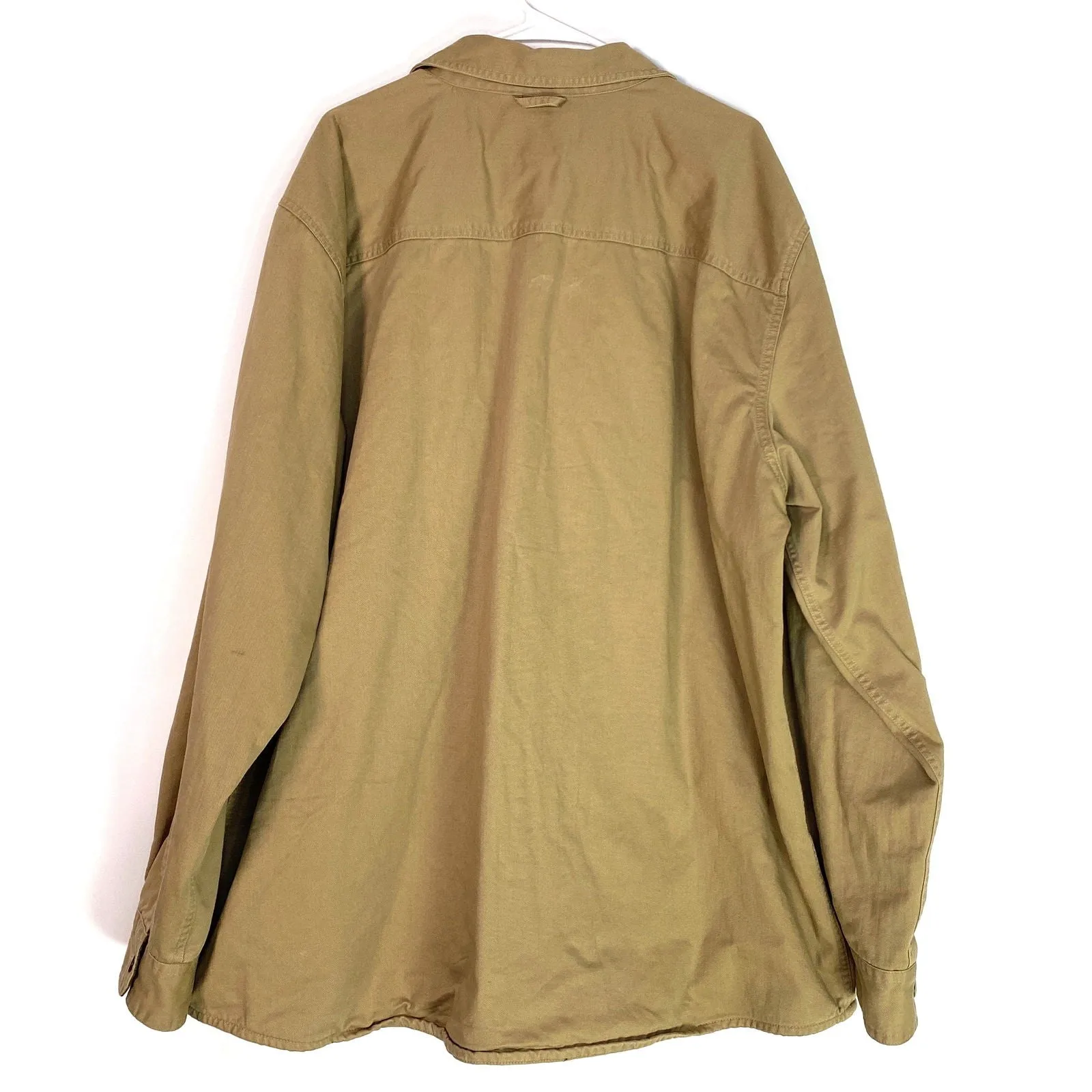 Eddie Bauer Mens Size XXL Tan Beige Lined Button-Up Field/Chore Shirt L/s