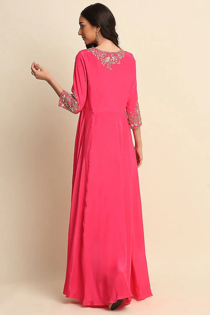 Fuchsia Crepe Anarkali Set