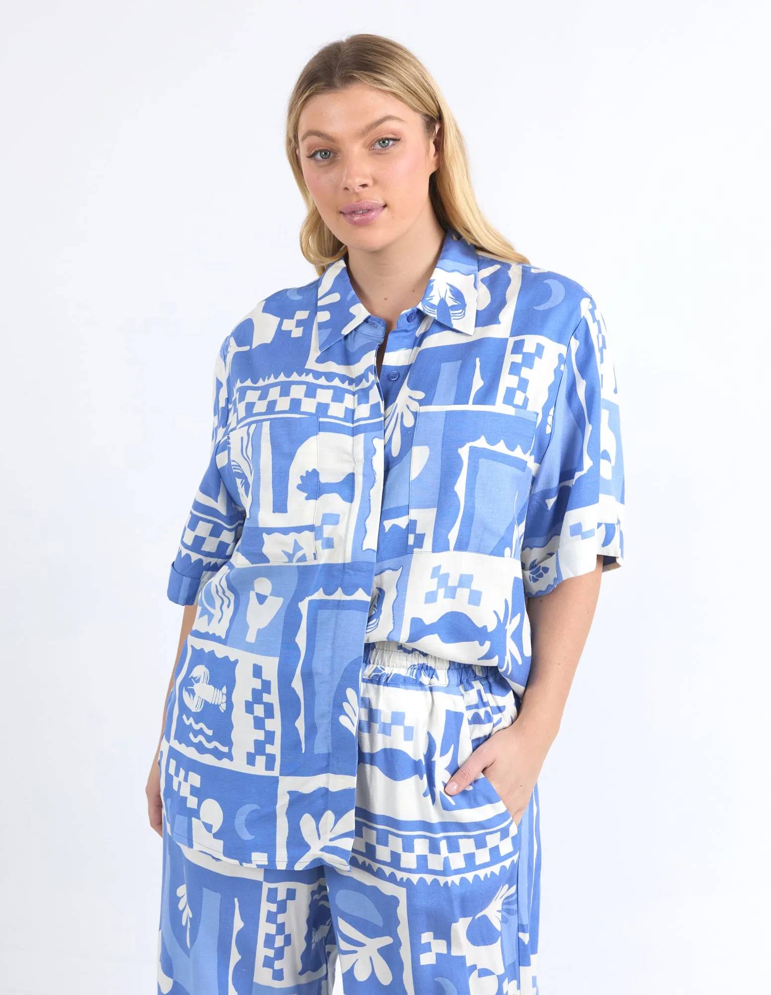 Holiday Sun Shirt Cerulean Holiday Print