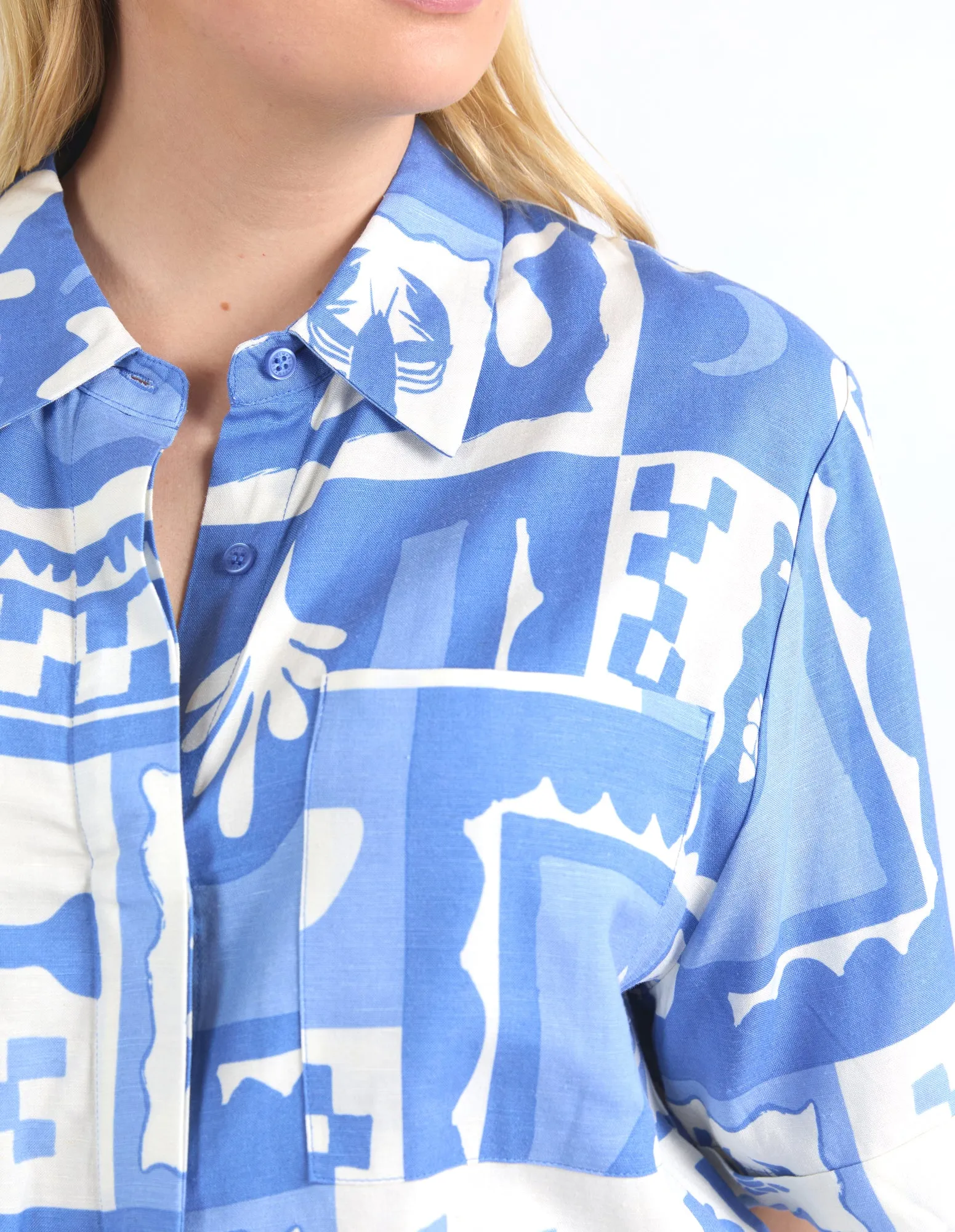 Holiday Sun Shirt Cerulean Holiday Print