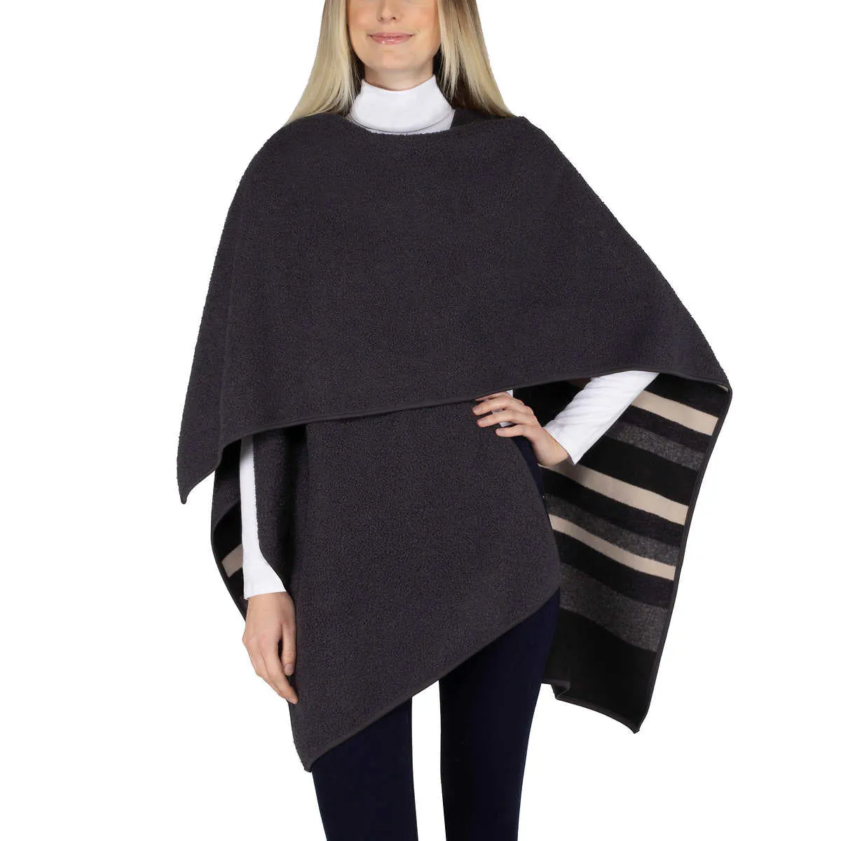 Ike Behar Women's Reversible Wrap with Soft High Pile Fleece