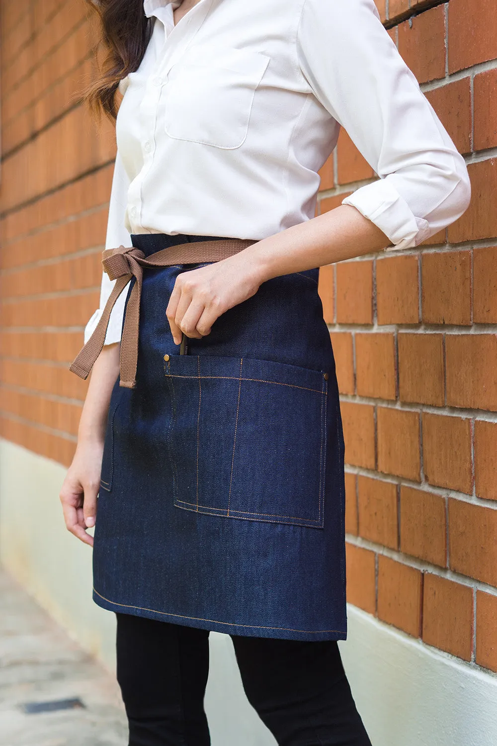 Jen Bistro Half Apron, Denim