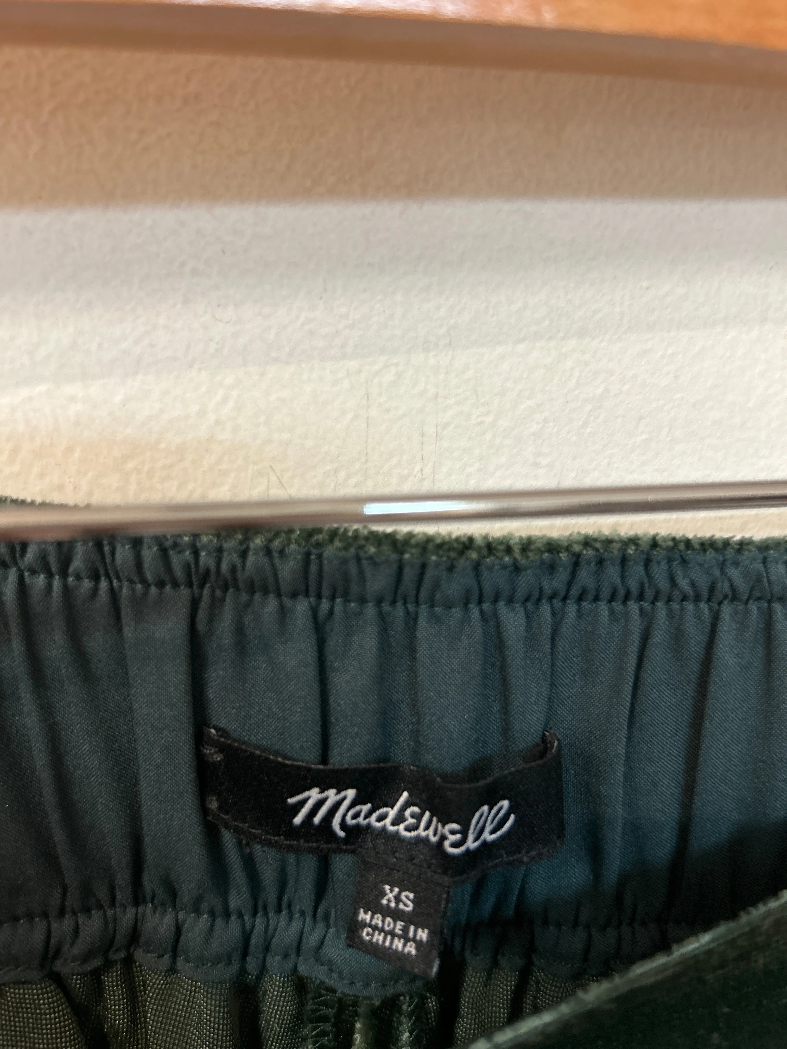 Madewell Green Velvet Pants, XS