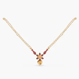 Matsya Pearl String Floral Silver Necklace