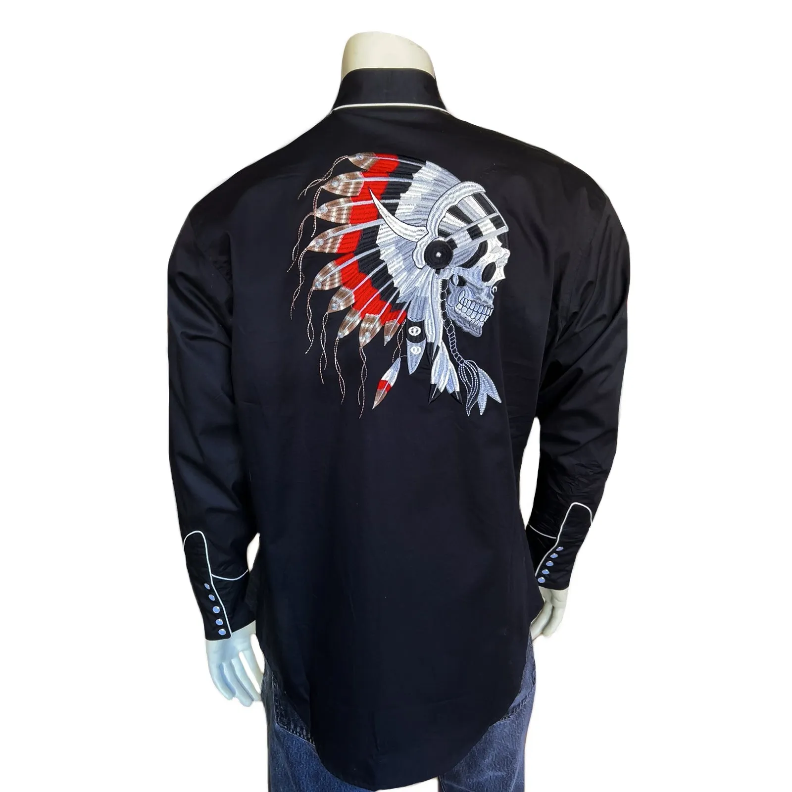 Men’s Chief Skulls Vintage Embroidered Western Shirt