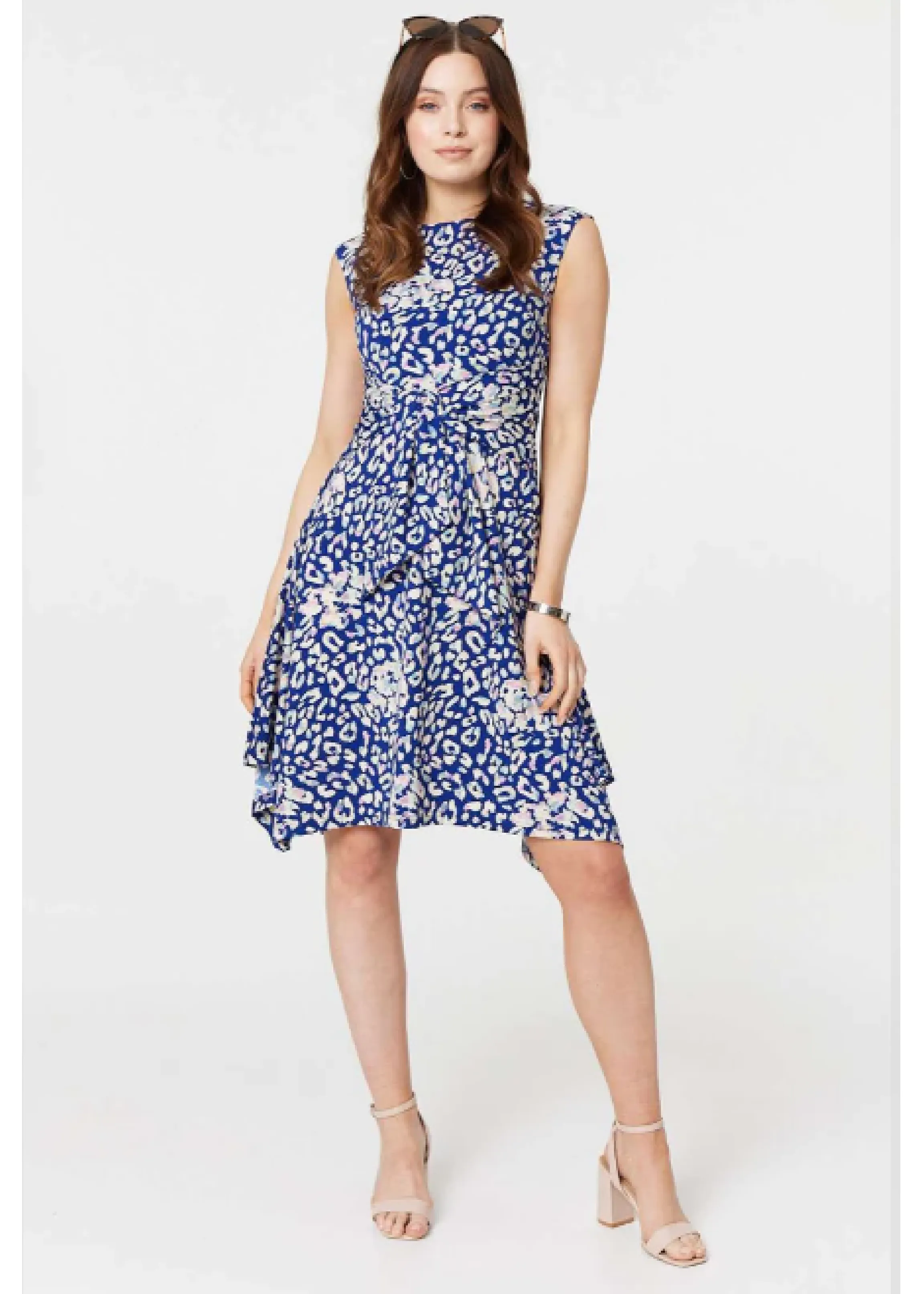 Neva Blue Twist Front Midi Dress