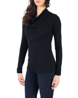 Pima Cotton Draped Long Sleeve Tee