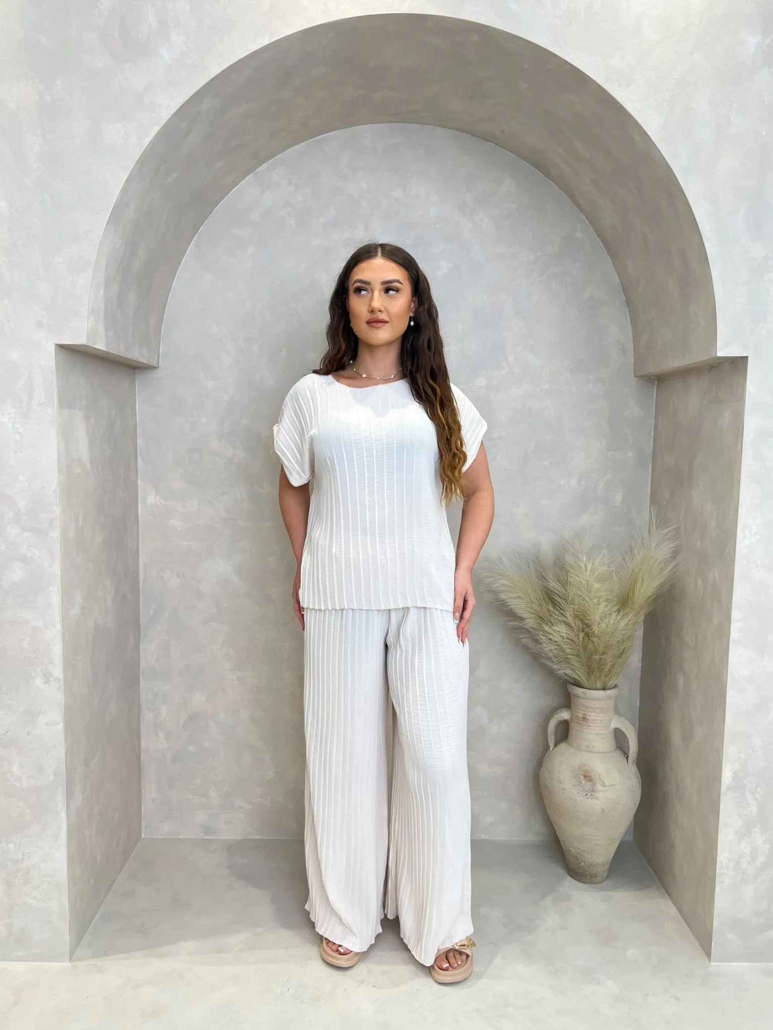 Pleated Top And Trouser Set