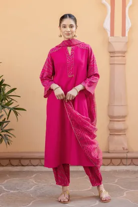 Rani Pink Bandhani Kurta