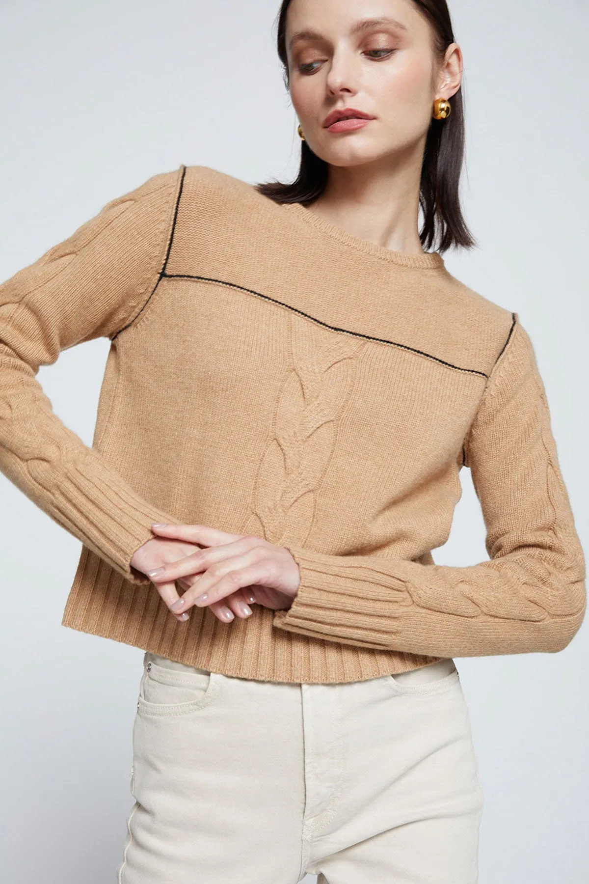 Stateside The Marlon Cable Knit Sweater in Toffee