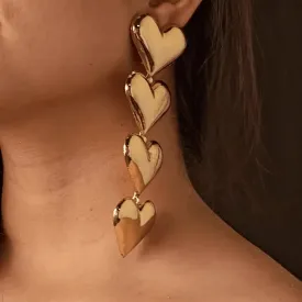 TFC Bold Heart String Gold Plated Dangler Earrings